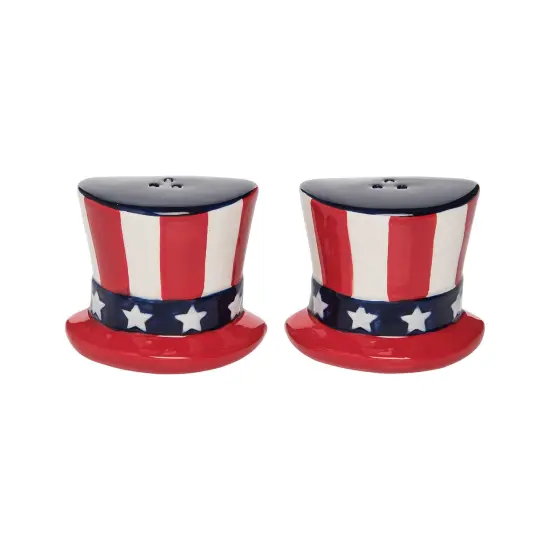 Uncle Sam Hat July Fourth Americana Salt & Pepper Shaker Set of 2 {6}