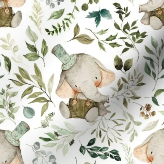 Various Fabrics by the Yard or Fat Quarter Elephant Botanical Leaves Nature Animal Custom Printed Fabric by Spoonflower {7}