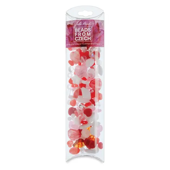 John Bead Czech Glass Bead Mix - Strawberry Swirl, 100 g {1}