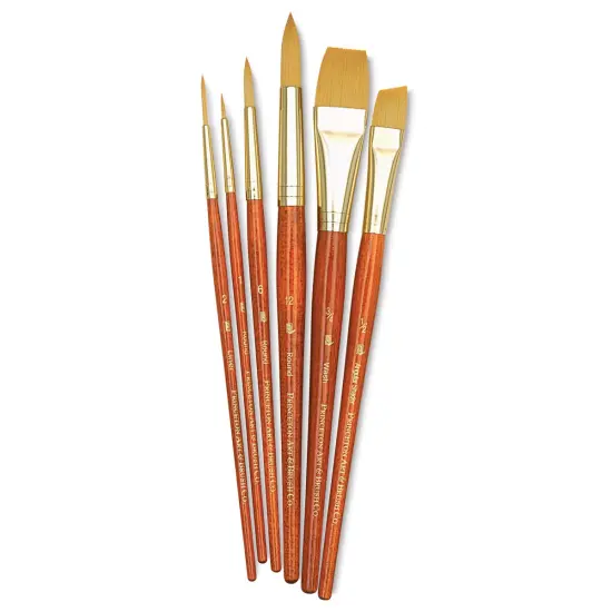 Princeton Real Value Brush Set - 9153, Golden Taklon, Short Handle, Set of 6 {1}