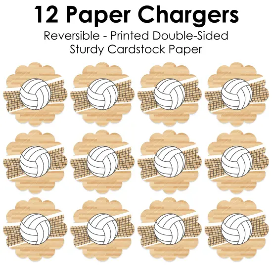 Big Dot of Happiness Bump, Set, Spike - Volleyball - Baby Shower or Birthday Party Round Table Decorations - Paper Chargers - Place Setting For 12 {7}