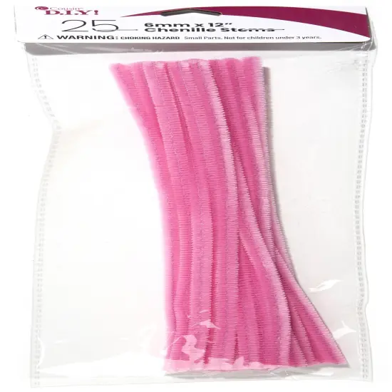 CousinDIY Chenille Stems 6mmx12" 25/Pkg-Pink {1}