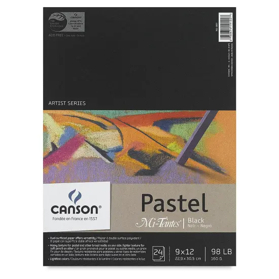 Canson Mi Teintes Drawing Papers - 9" x 12", Black Paper, 24 Sheets {2}