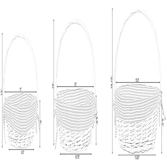 White Round Willow Gift Basket, with Gingham Liner and Handles Blue {11}