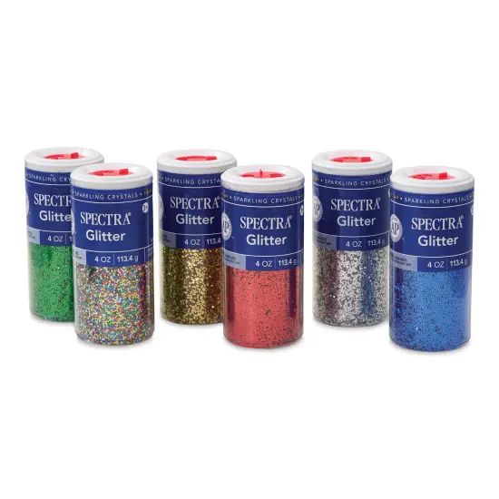 Spectra Sparkling Crystals Glitter - 4 oz, Set of 6 Jars, Assorted Colors {2}