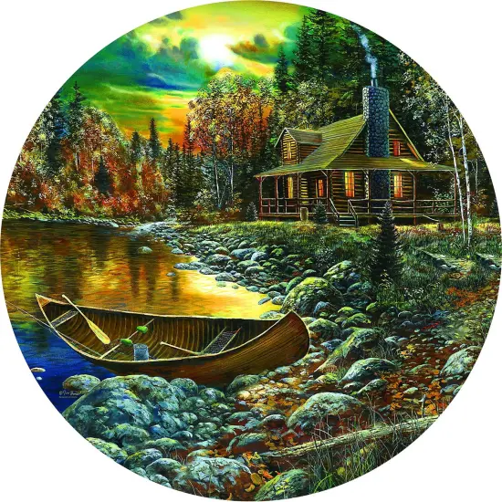 Sunsout Fall Cabin 500 pc Round Jigsaw Puzzle 74106 {1}