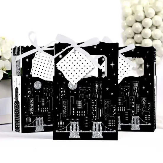 Big Dot of Happiness Nighttime City Skyline - New York Party Favor Boxes - Set of 12 {4}