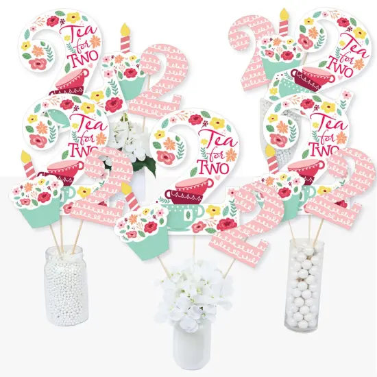 Big Dot of Happiness 2nd Birthday Tea for Two - Garden Second Birthday Party Centerpiece Sticks - Table Toppers - Set of 15 {3}