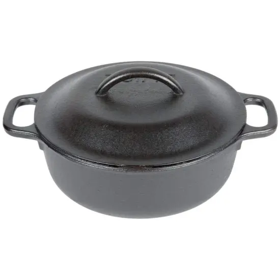 Lodge Cast Iron Serving Pot, 2 quarts, Non Stick, Black with Lid and Handles {1}