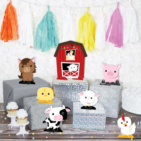 Big Dot of Happiness Farm Animals - Barnyard Baby Shower or Birthday Party Centerpiece Table Decorations - Tabletop Standups - 7 Pieces {4}