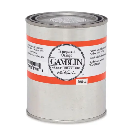 Gamblin Artist's Oil Color - Transparent Orange, 16 oz Can {1}