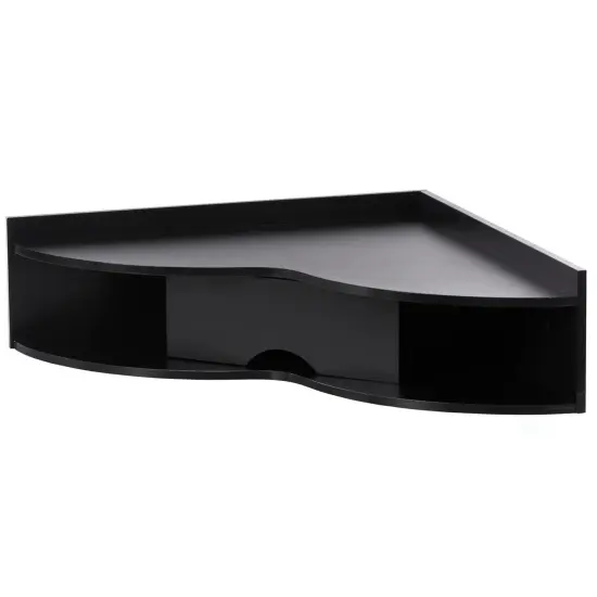 Corner Desk Heart Shaped Wall Mounted Office Table with Drawer and Two Shelves Computer Writing Desk Black {5}