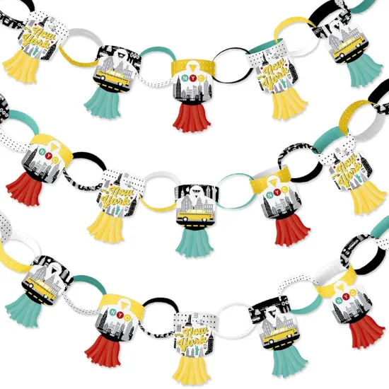 Big Dot of Happiness NYC Cityscape - 90 Chain Links and 30 Paper Tassels Decoration Kit - New York City Party Paper Chains Garland - 21 feet {1}