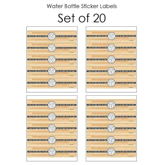 Big Dot of Happiness Bump, Set, Spike - Volleyball - Baby Shower or Birthday Party Water Bottle Sticker Labels - Set of 20 {4}