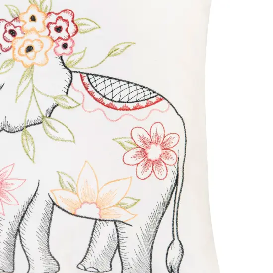 Tropical Elephant Indoor / Outdoor Embroidered Throw Pillow, 18" x 18" {3}