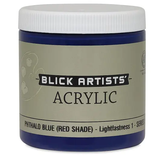 Blick Artists' Acrylic - Phthalo Blue (Red Shade), 8 oz jar {2}