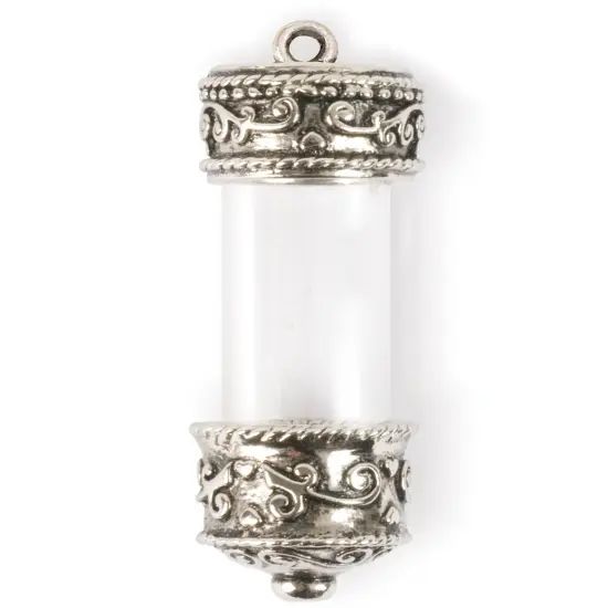 Solid Oak Steampunk Glass Pendant-Large Vial {2}