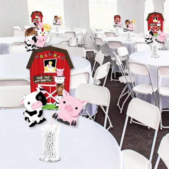 Big Dot of Happiness Farm Animals - Barnyard Baby Shower or Birthday Party Centerpiece Sticks - Showstopper Table Toppers - 35 Pieces {3}