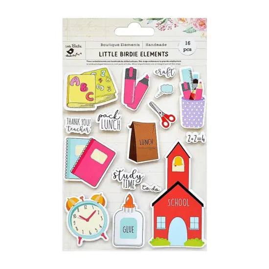 Little Birdie Sticker Embellishment 16/Pkg-Thank You Teacher {1}