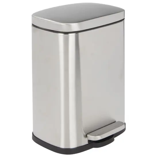 mDesign Stainless Steel Rectangular 1.3 Gallon Step Trash Can {5}