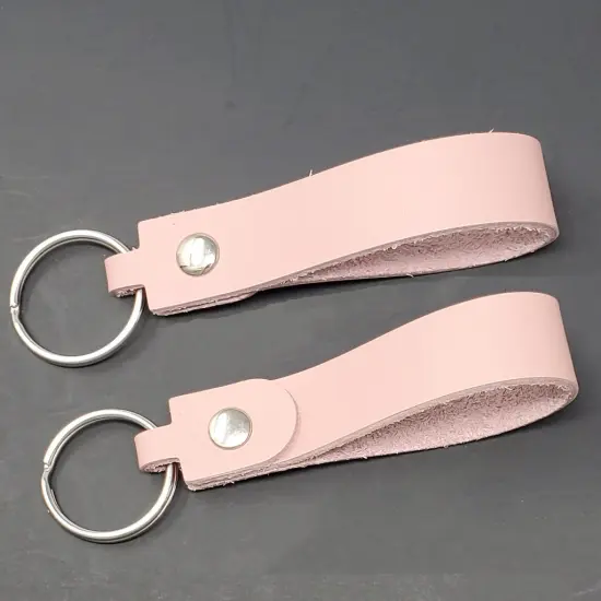 Blank Leather Keychains &ndash; DIY Engraving Kit, Pack of 10 (&frac34;" x 4.5") Blush Pink {2}