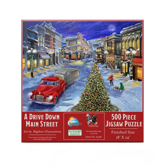 Sunsout A Drive Down Main Street 500 pc Christmas Jigsaw Puzzle 31538 {4}