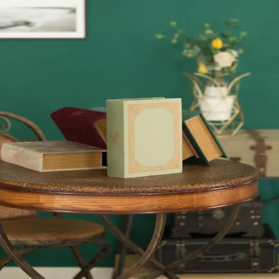 Decorative Vintage Book Shaped Trinket Storage Box Antique Green {2}