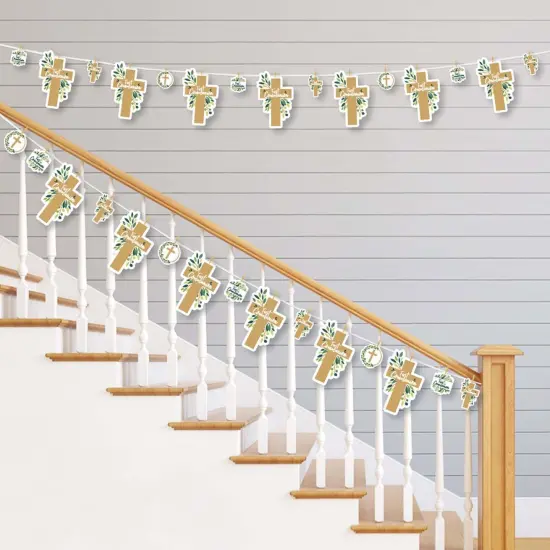 Big Dot of Happiness First Communion Elegant Cross - Religious Party DIY Decorations - Clothespin Garland Banner - 44 Pieces {3}