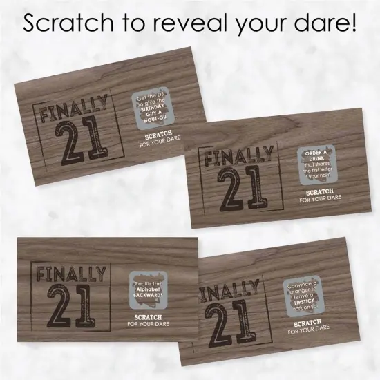 Big Dot of Happiness Finally 21 - 21st Birthday - Birthday Party Game Scratch Off Dare Cards - 22 Count {4}