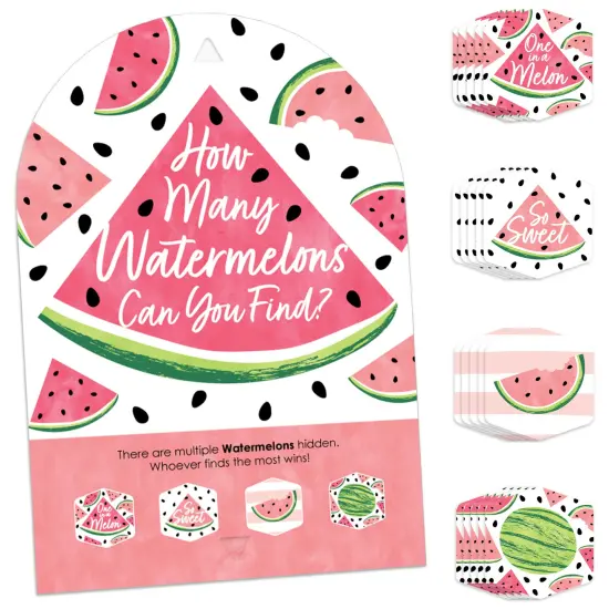 Big Dot of Happiness Sweet Watermelon - Fruit Party Scavenger Hunt - 1 Stand and 48 Game Pieces - Hide and Find Game {1}