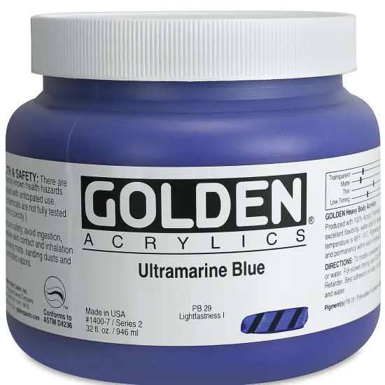 Golden Heavy Body Artist Acrylics - Ultramarine Blue, 32 oz Jar {2}