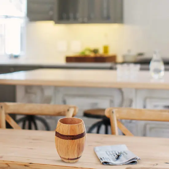 Decorative Wine Barrel Shaped Wooden Pen Holder for Office Desk, or Entryway {2}