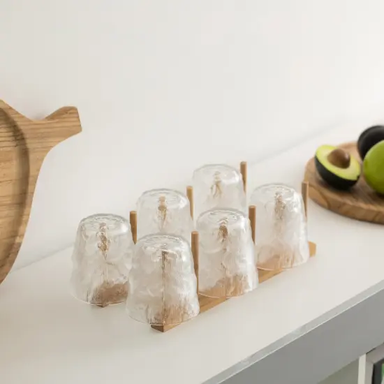 Set of 2 Bamboo Wooden Dish Drainer Rack, Plate Rack, And Drying Drainer {6}