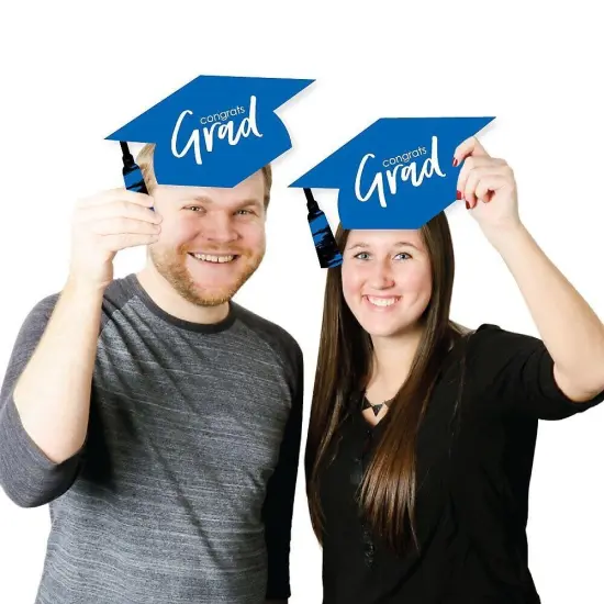 Big Dot of Happiness Blue Graduation Hat Decorations - DIY Large Party Essentials - 20 Count {4}