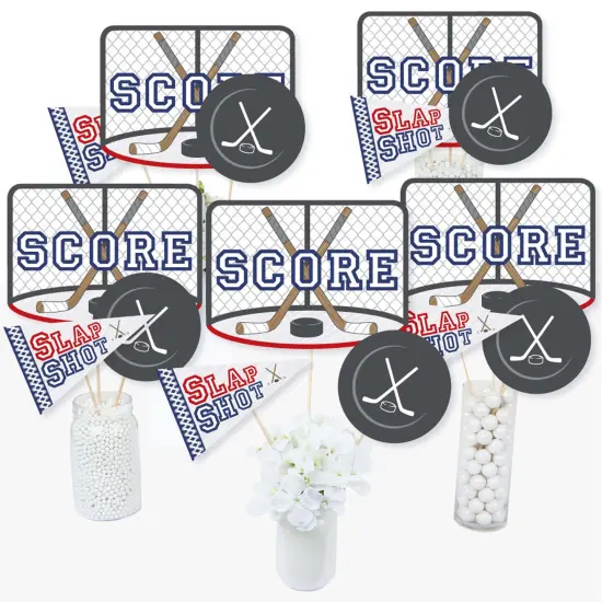 Big Dot of Happiness Shoots and Scores - Hockey - Baby Shower or Birthday Party Centerpiece Sticks - Table Toppers - Set of 15 {3}
