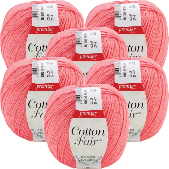 Multipack of 6 - Premier Yarns Cotton Fair Solid Yarn-Bright Peach {1}
