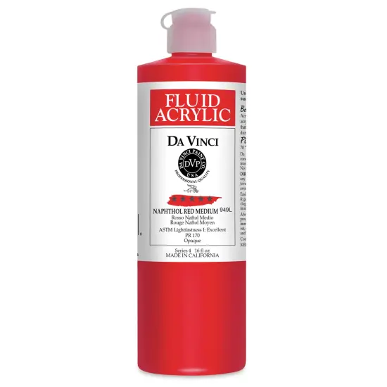 Da Vinci Fluid Acrylics - Napthol Red Medium, 16 oz bottle {1}