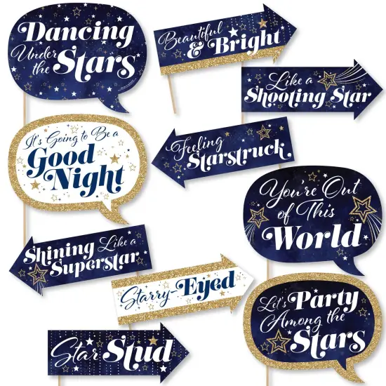 Big Dot of Happiness Funny Starry Skies - Gold Celestial Party Photo Booth Props Kit - 10 Piece {1}