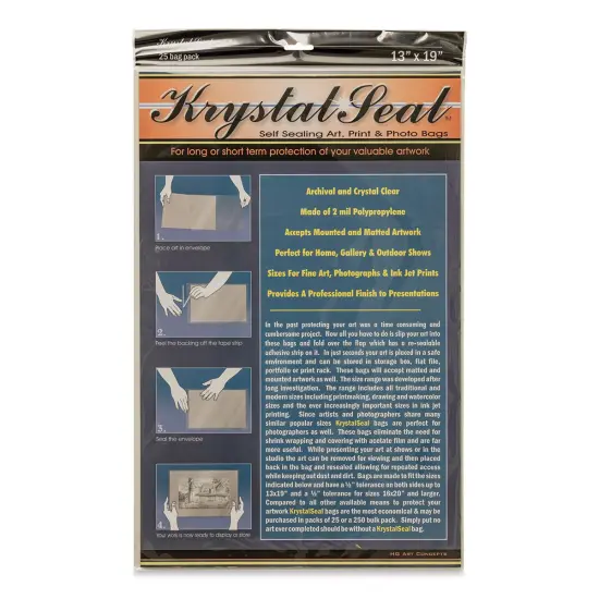 Krystal Seal Self-Sealing Art, Print, and Photo Bag Pack - 13" x 19", Pkg of 25 {1}