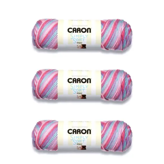 Caron Simply Soft Times Square Stripes Yarn - 3 Pack of 141g/5oz - Acrylic - 4 Medium (Worsted) - 235 Yards - Knitting/Crochet {1}