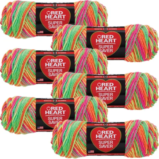 Multipack of 06 - Red Heart Super Saver Yarn-Day Glow {1}