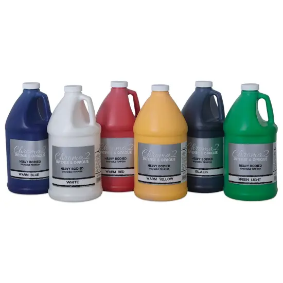 Chroma 2 Washable Tempera - Warm Colors, Set of 6, Half Gallon {1}