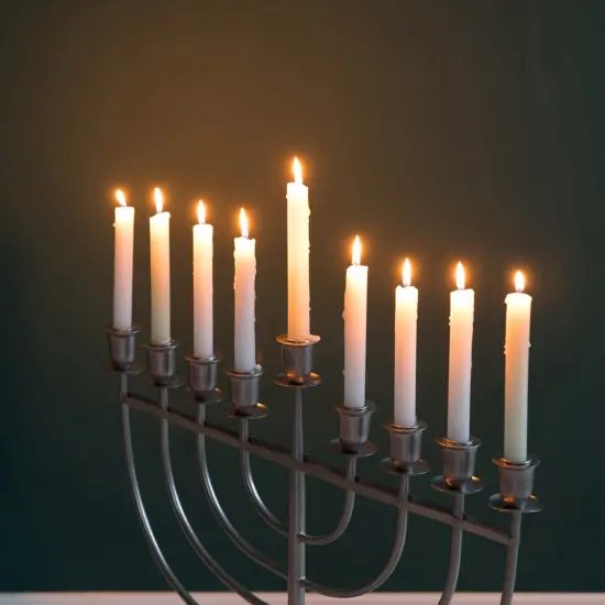 Modern Solid Metal Judaica Hanukkah Menorah 9 Branched Candelabra Brown {10}