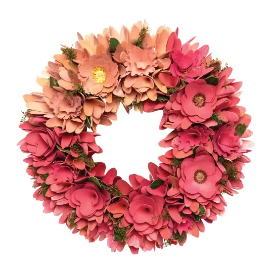 14" Valentine's Day Floral Hanging Circular Wood Flower Petal Wreath {1}