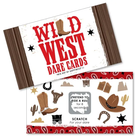 Big Dot of Happiness Western Hoedown - Wild West Cowboy Party Game Scratch Off Dare Cards - 22 Count {1}