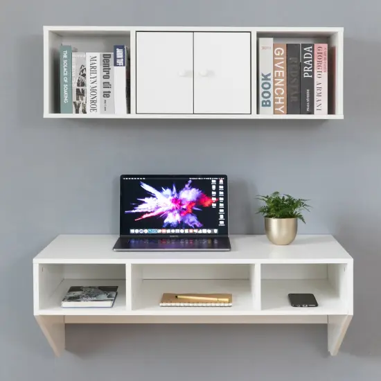 Wall Mounted Office Computer Desk Brown {8}
