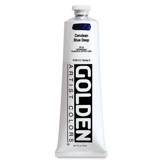 Golden Heavy Body Artist Acrylics - Cerulean Blue Deep, 5 oz tube {1}