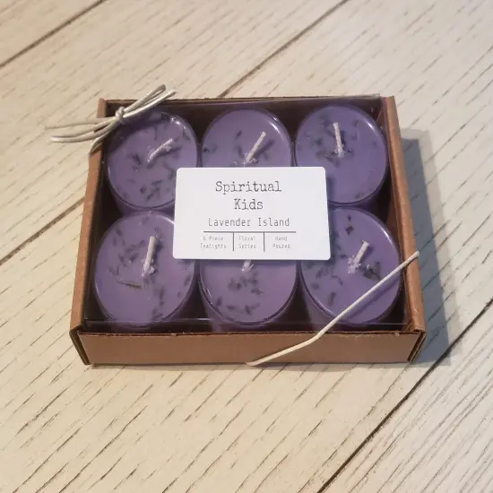 Lavender Island All Natural Soy Wax Tealights 6 Count Hand Poured with Fragrant/Essential Oils and Dried Lavender {2}