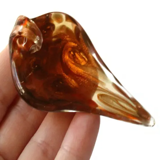 72mm Brown Foil Glass Drip Pendant {3}