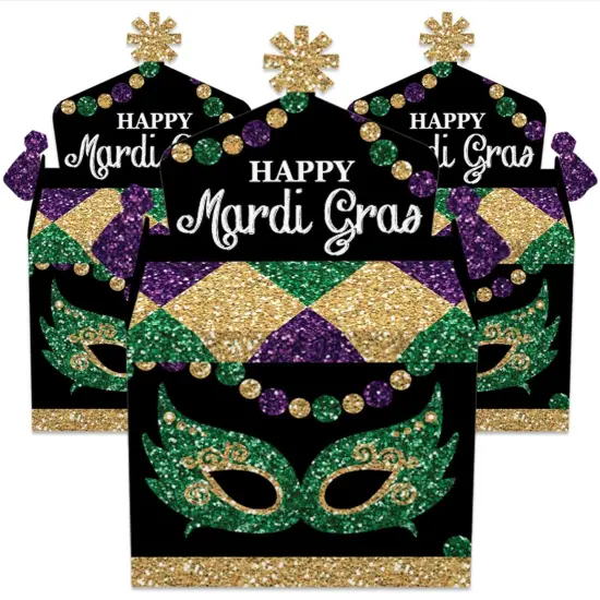 Big Dot of Happiness Mardi Gras - Treat Box Party Favors - Masquerade Party Goodie Gable Boxes - Set of 12 {3}